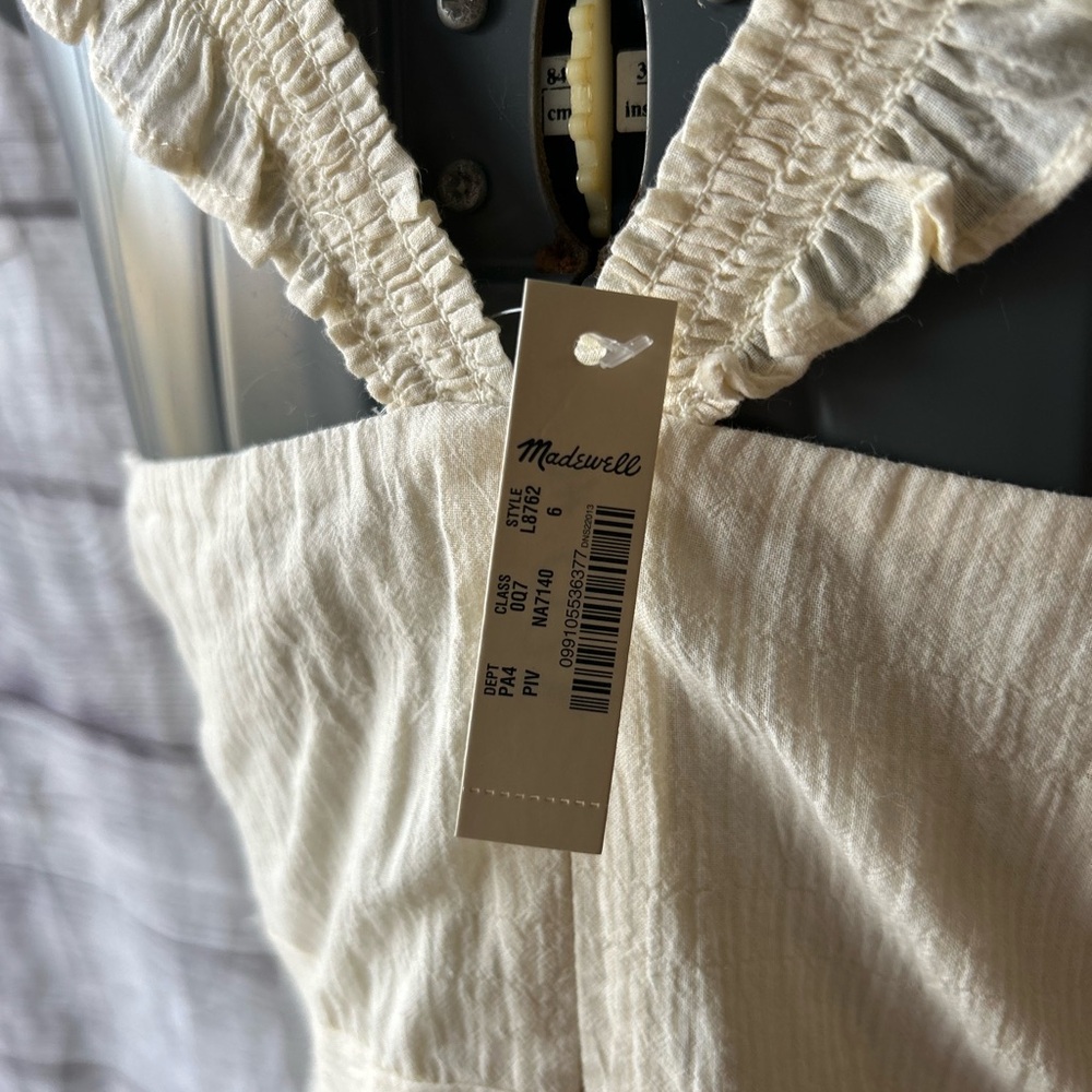 NWT Madewell Ruffle-Strap Empire Dress in Pearl Ivory size 6 - Picture 9 of 15